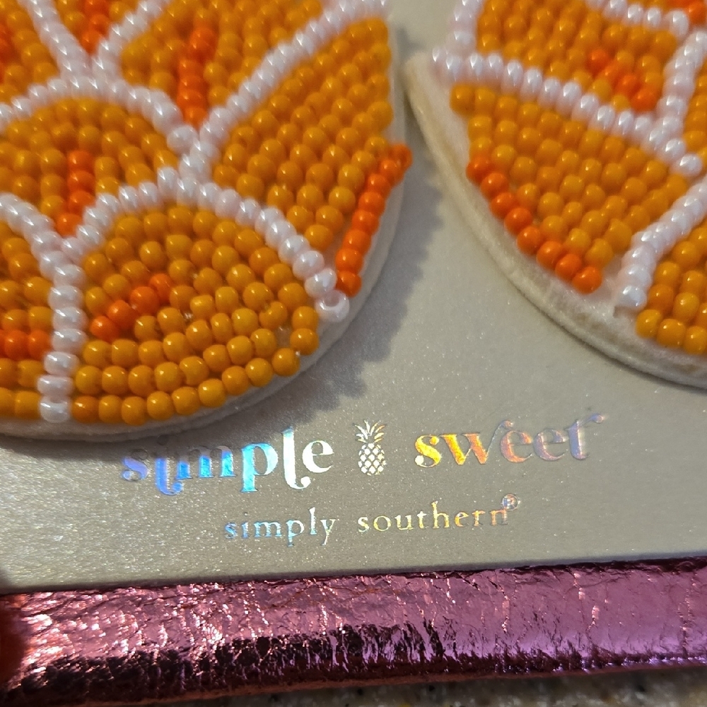 New Simply Southern Orange and Blue Beaded Earrings - Picture 2 of 4
